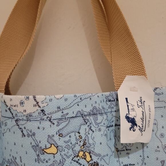 NWT Maritime Tribes Key West Nautical Chart Print Tote Bag - Picture 6 of 10